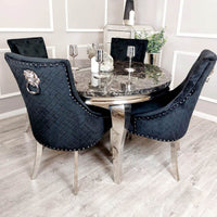 Louis Chrome Dining Table - Contemporary Parisian Chic, Marble & Glass Options, Sturdy Stainless Steel Base - UK Luxury Furniture