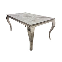 Louis Chrome Dining Table - Contemporary Parisian Chic, Marble & Glass Options, Sturdy Stainless Steel Base - UK Luxury Furniture