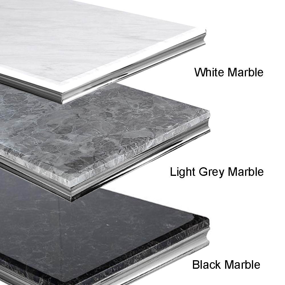 Louis Chrome Dining Table - Contemporary Parisian Chic, Marble & Glass Options, Sturdy Stainless Steel Base - UK Luxury Furniture