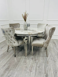 Louis Chrome Dining Table - Contemporary Parisian Chic, Marble & Glass Options, Sturdy Stainless Steel Base - UK Luxury Furniture