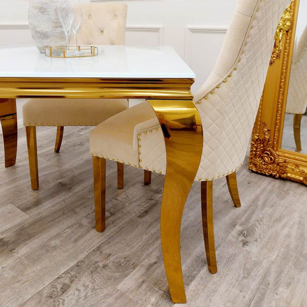 Luxury Louis Gold Dining Table - Available in Multiple Sizes including Round and Square Designs - UK Luxury Furniture
