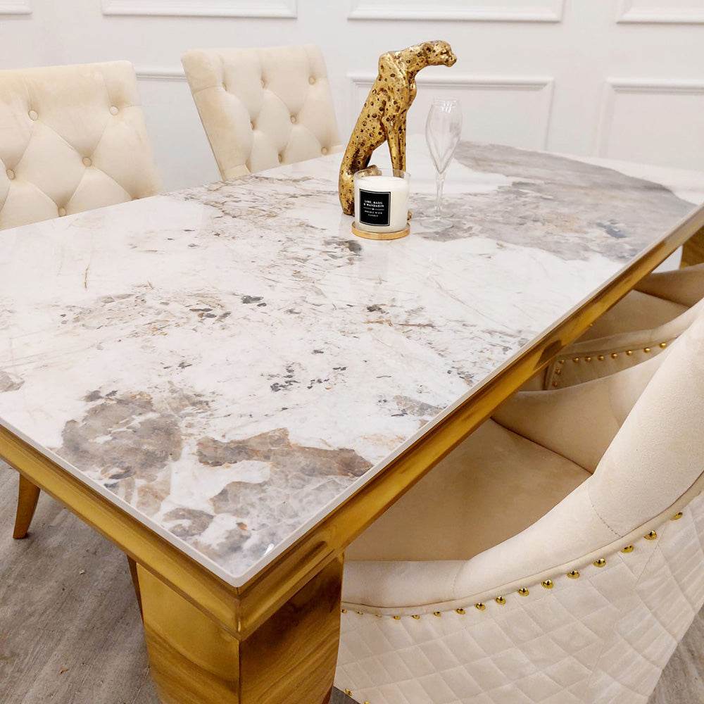 Luxury Louis Gold Dining Table - Available in Multiple Sizes including Round and Square Designs - UK Luxury Furniture