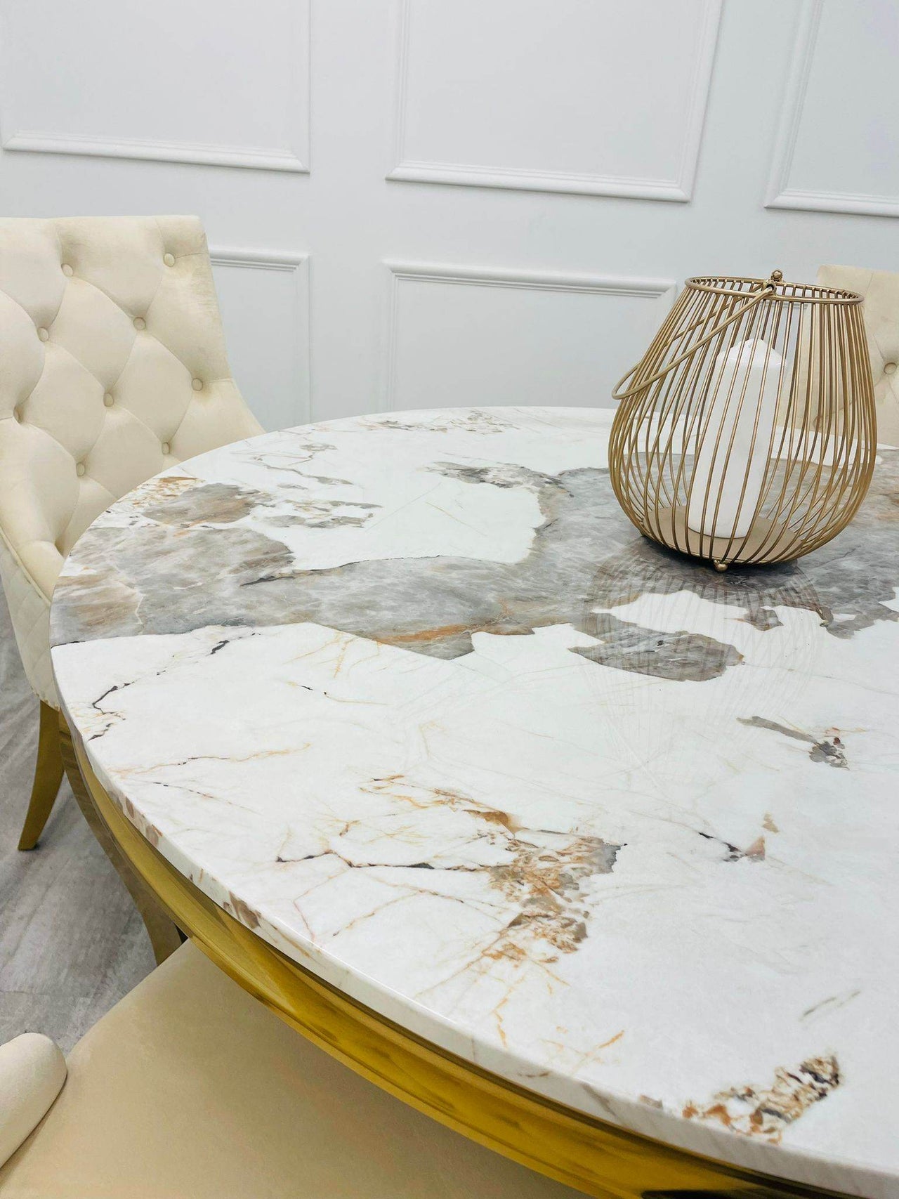 Luxury Louis Gold Dining Table - Available in Multiple Sizes including Round and Square Designs - UK Luxury Furniture