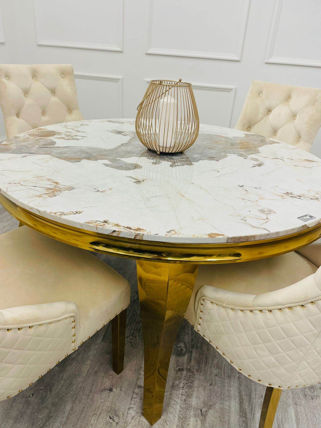 Luxury Louis Gold Dining Table - Available in Multiple Sizes including Round and Square Designs - UK Luxury Furniture