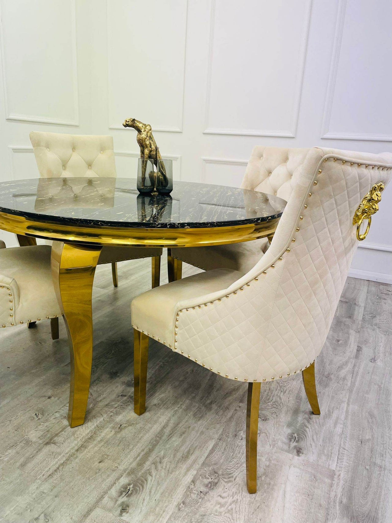 Luxury Louis Gold Dining Table - Available in Multiple Sizes including Round and Square Designs - UK Luxury Furniture