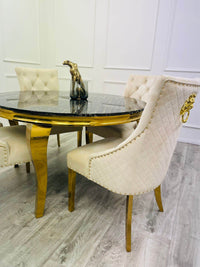 Luxury Louis Gold Dining Table - Available in Multiple Sizes including Round and Square Designs - UK Luxury Furniture