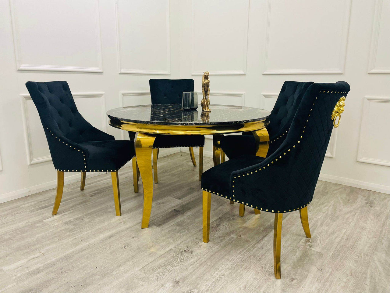 Luxury Louis Gold Dining Table - Available in Multiple Sizes including Round and Square Designs - UK Luxury Furniture