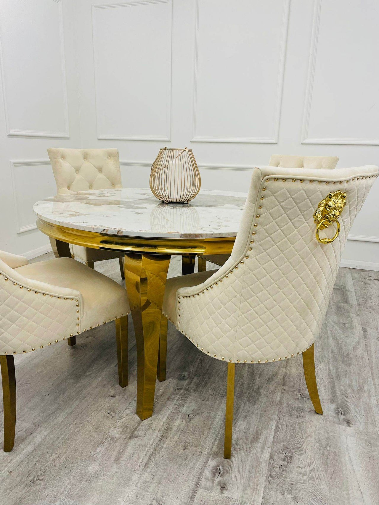 Luxury Louis Gold Dining Table - Available in Multiple Sizes including Round and Square Designs - UK Luxury Furniture