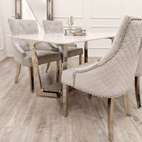 Lucien 1.6M Chrome Dining Table with Elegant Polar White Sintered Stone Top - UK Luxury Furniture