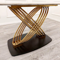 Orion Gold Dining Table 1.8M with Polar White Sintered Stone Top and Bold Black Base - UK Luxury Furniture