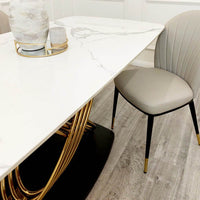 Orion Gold Dining Table 1.8M with Polar White Sintered Stone Top and Bold Black Base - UK Luxury Furniture