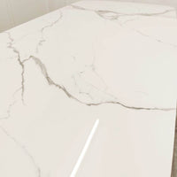 Orion Gold Dining Table 1.8M with Polar White Sintered Stone Top and Bold Black Base - UK Luxury Furniture