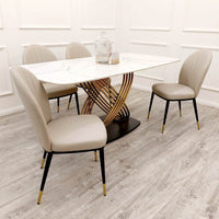 Orion Gold Dining Table 1.8M with Polar White Sintered Stone Top and Bold Black Base - UK Luxury Furniture