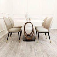 Orion Gold Dining Table 1.8M with Polar White Sintered Stone Top and Bold Black Base - UK Luxury Furniture