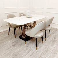 Orion Gold Dining Table 1.8M with Polar White Sintered Stone Top and Bold Black Base - UK Luxury Furniture
