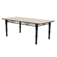 Sienna Industrial Dining Table 2M - Rustic Wooden Top & Black Spindle Legs - Modern Elegance - UK Luxury Furniture