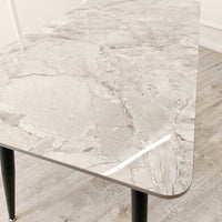 Titus 1.4m Black Dining Table with Grey or White Sintered Stone Top & Scandinavian Design - UK Luxury Furniture