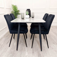 Titus 1.4m Black Dining Table with Grey or White Sintered Stone Top & Scandinavian Design - UK Luxury Furniture