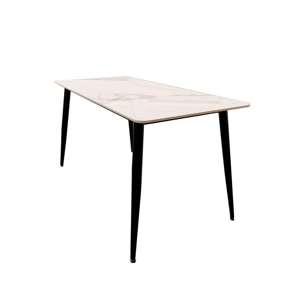 Titus 1.4m Black Dining Table with Grey or White Sintered Stone Top & Scandinavian Design - UK Luxury Furniture