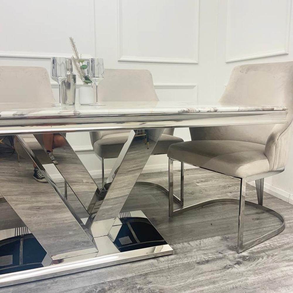 Venice 1.8m Dining Table - Luxe Marble Or Glass Top, Scratch Resistant, Seats 6 - UK Luxury Furniture