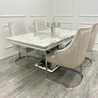 Venice 1.8m Dining Table - Luxe Marble Or Glass Top, Scratch Resistant, Seats 6 - UK Luxury Furniture
