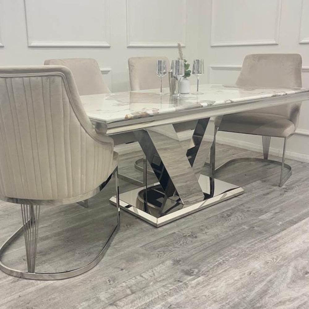 Venice 1.8m Dining Table - Luxe Marble Or Glass Top, Scratch Resistant, Seats 6 - UK Luxury Furniture