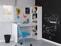 Versatile Matt White Computer Desk with Integrated Bookcase for Organised Workspace - UK Luxury Furniture