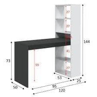 Modern White & Grey Computer Desk with Integrated Bookcase for Home Office - UK Luxury Furniture