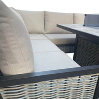 Dover Luxury 5-Piece Aluminium Fire Pit Sofa Set with Thick Cushions in Beige/Grey - UK Luxury Furniture