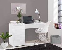 Elano White Gloss Computer Desk with Drawers: Modern Home Office Workstation - UK Luxury Furniture