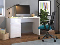 Elano White Gloss Computer Desk with Drawers: Modern Home Office Workstation - UK Luxury Furniture