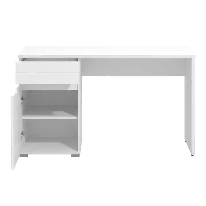 Elano White Gloss Computer Desk with Drawers: Modern Home Office Workstation - UK Luxury Furniture