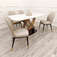 Etta Leather Dining Chair - Luxurious Modern Design, Compact Size 46cm W x 46cm D x 90cm H - UK Luxury Furniture