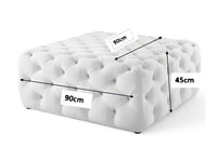 Luxurious Cream Velvet Chesterfield Footstool - Squared Design, 90cm X 90cm - UK Luxury Furniture