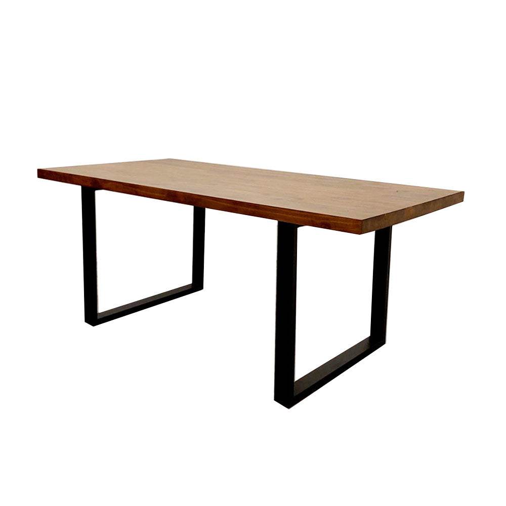 Freya 1.8M Solid Dark Pine Dining Table with Matt Black Metal Legs - Industrial Style Elegance - UK Luxury Furniture