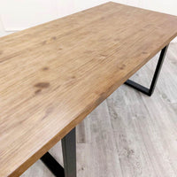 Freya 1.8M Solid Dark Pine Dining Table with Matt Black Metal Legs - Industrial Style Elegance - UK Luxury Furniture