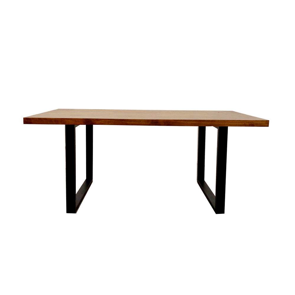 Freya 1.8M Solid Dark Pine Dining Table with Matt Black Metal Legs - Industrial Style Elegance - UK Luxury Furniture