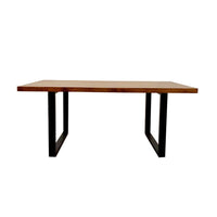 Freya 1.8M Solid Dark Pine Dining Table with Matt Black Metal Legs - Industrial Style Elegance - UK Luxury Furniture