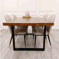 Freya 1.8M Solid Dark Pine Dining Table with Matt Black Metal Legs - Industrial Style Elegance - UK Luxury Furniture