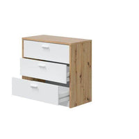Gothenburg White & Oak Space-Saving Chest of Drawers Desk with 3 Storage Drawers - UK Luxury Furniture