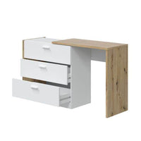 Gothenburg White & Oak Space-Saving Chest of Drawers Desk with 3 Storage Drawers - UK Luxury Furniture
