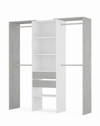 Guadalupe Large Concrete Grey and White Open Door Wardrobe with Four Hanging Rails - UK Luxury Furniture