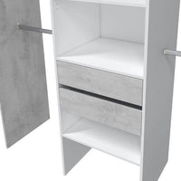Guadalupe Large Concrete Grey and White Open Door Wardrobe with Four Hanging Rails - UK Luxury Furniture