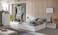 Guadalupe Large Concrete Grey and White Open Door Wardrobe with Four Hanging Rails - UK Luxury Furniture