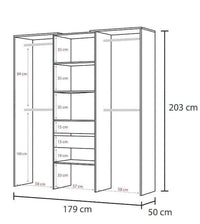 Guadalupe Large Concrete Grey and White Open Door Wardrobe with Four Hanging Rails - UK Luxury Furniture