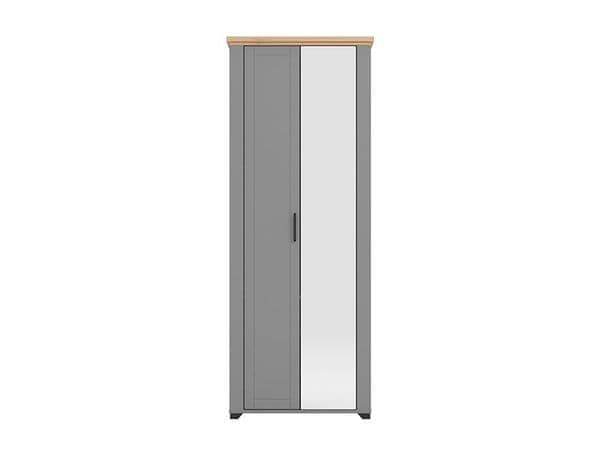 Havertz Grey and Artisan Oak Slim Mirrored Wardrobe: Space-Saving Bedroom Storage Solution - UK Luxury Furniture