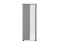 Havertz Grey and Artisan Oak Slim Mirrored Wardrobe: Space-Saving Bedroom Storage Solution - UK Luxury Furniture