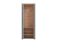 Havertz Grey and Artisan Oak Slim Mirrored Wardrobe: Space-Saving Bedroom Storage Solution - UK Luxury Furniture