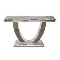 Arial Console Table - Luxurious Marble or Glass Top with Polished Stainless Steel Base - 140cm Wide - UK Luxury Furniture