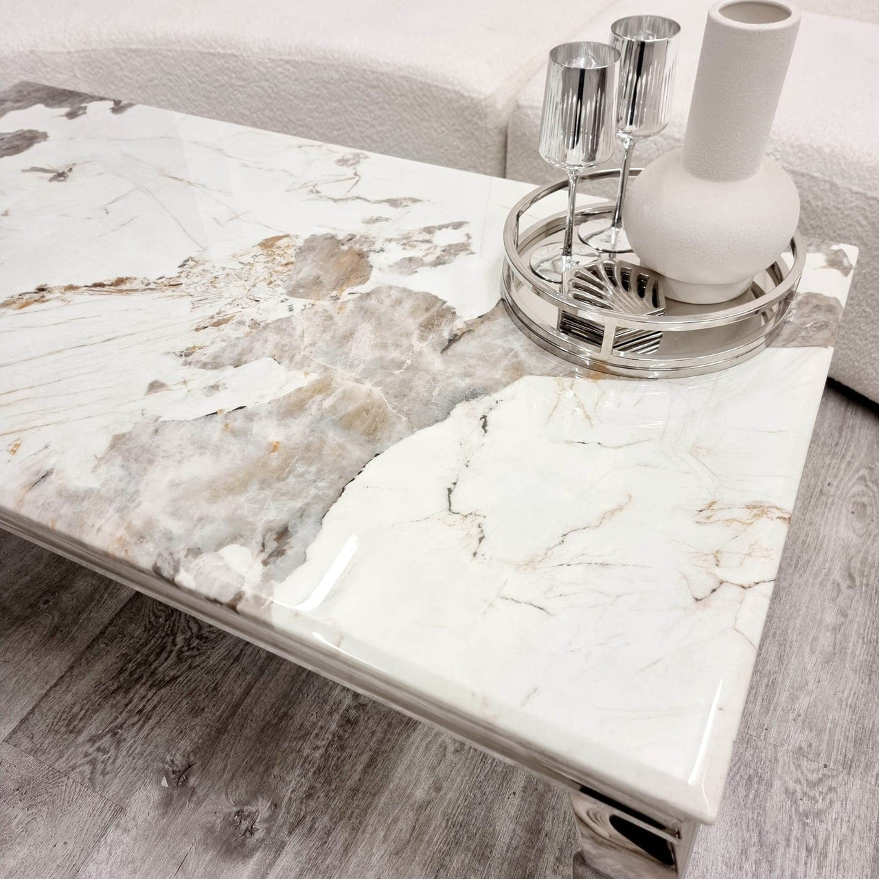 Louis Chrome Coffee Table - Luxury Design for Elegant Living Spaces, 130cm Width - UK Luxury Furniture